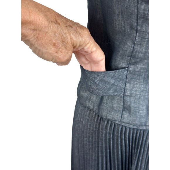 1960s pleated dress with jacket and bow by Mam'selle Size M - Picture 4 of 10